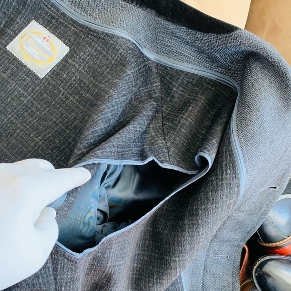 Crown Tailor English Chesterfield Herringbone Overcoat. - Picture 4 of 11